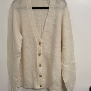 Helmut Lang Cream Cardigan Sweater 75% merino wool